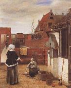 Pieter de Hooch A Woman and her Maid in a Coutyard (mk08) oil painting